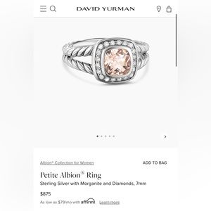 Morganite stone David Yurman size 6 ring
